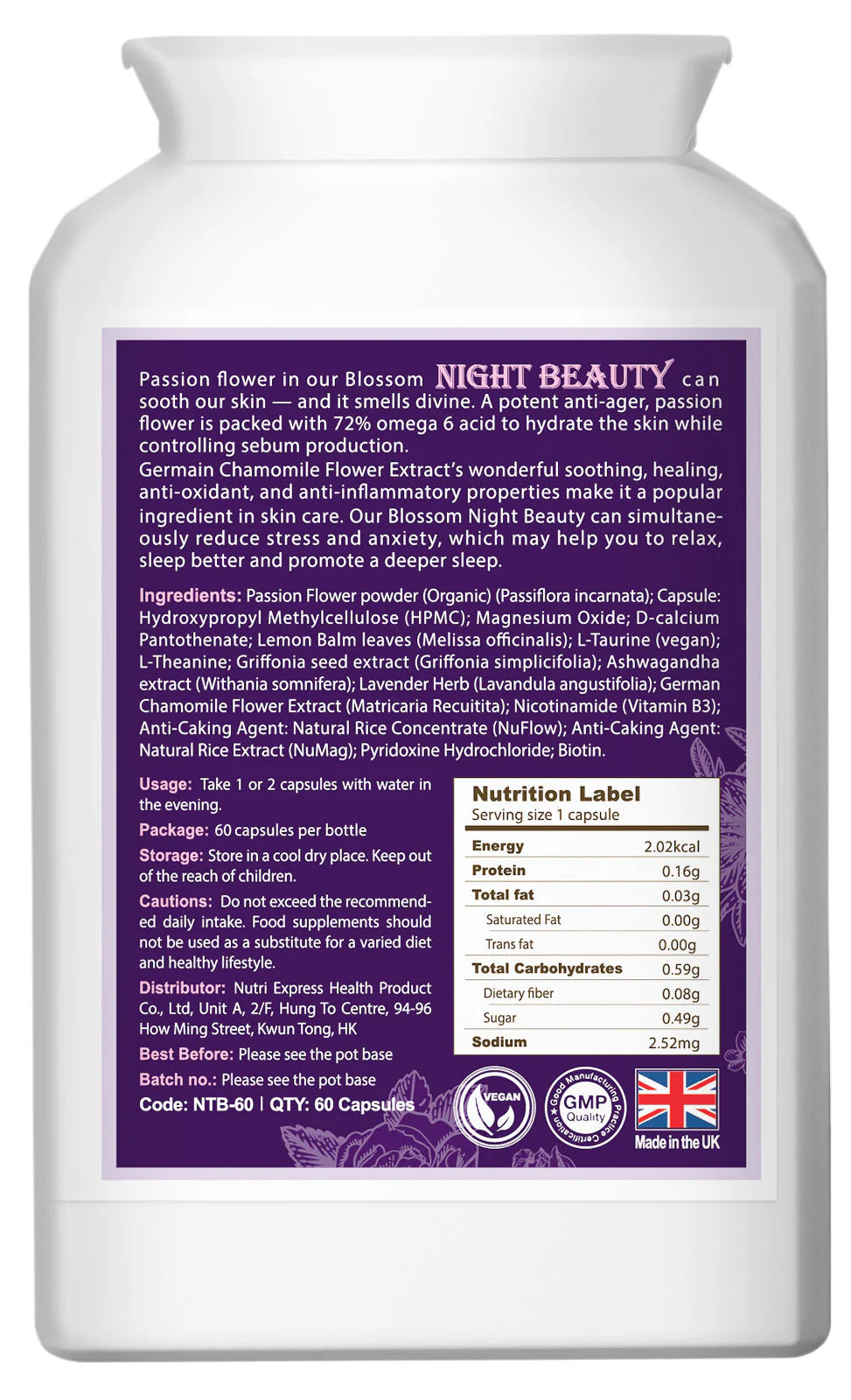 【預購】英國Blossom Night Beauty 睡美人(60粒)
