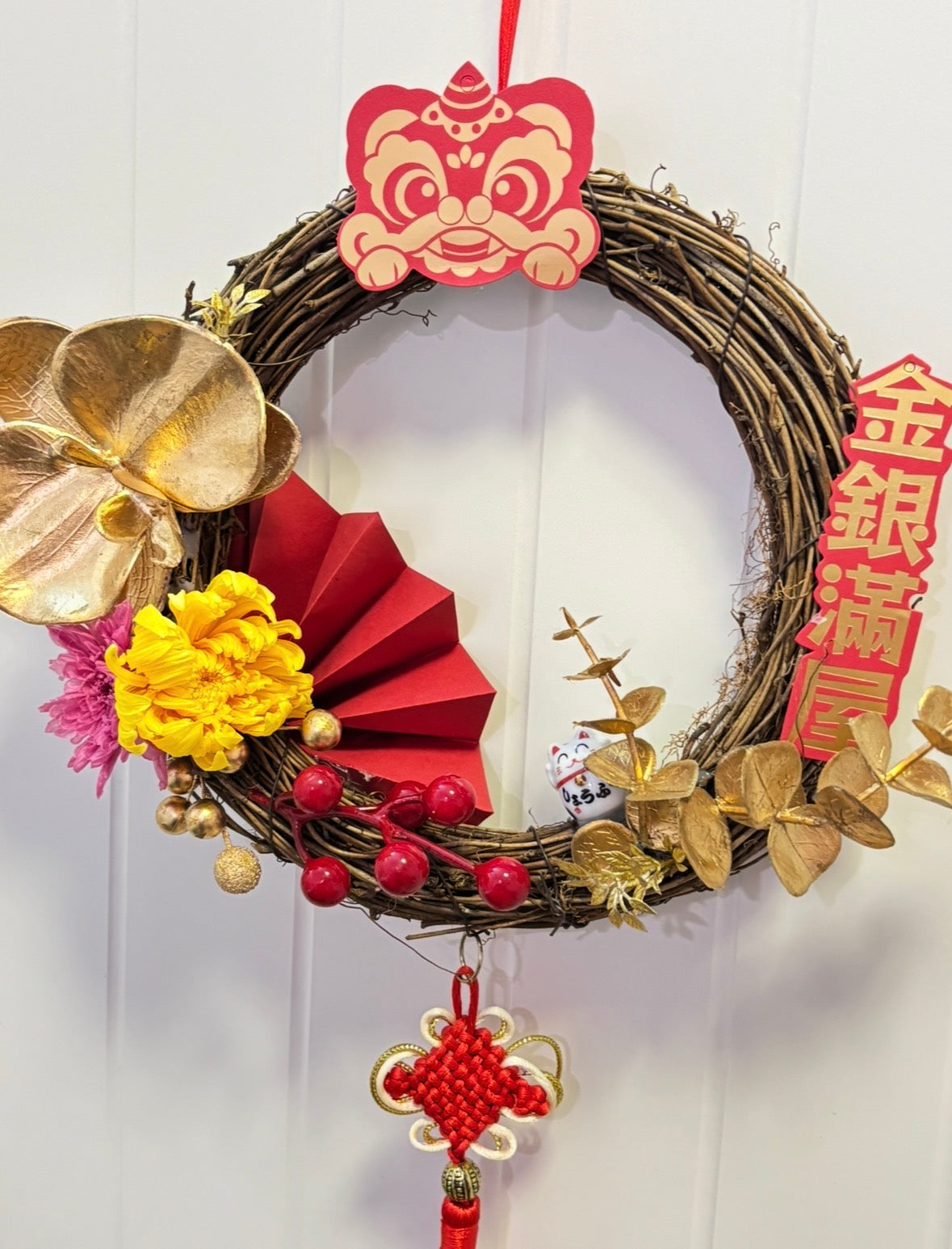 早烏優惠【製成品/工作坊】 新春中華風保鮮花花環(20CM)