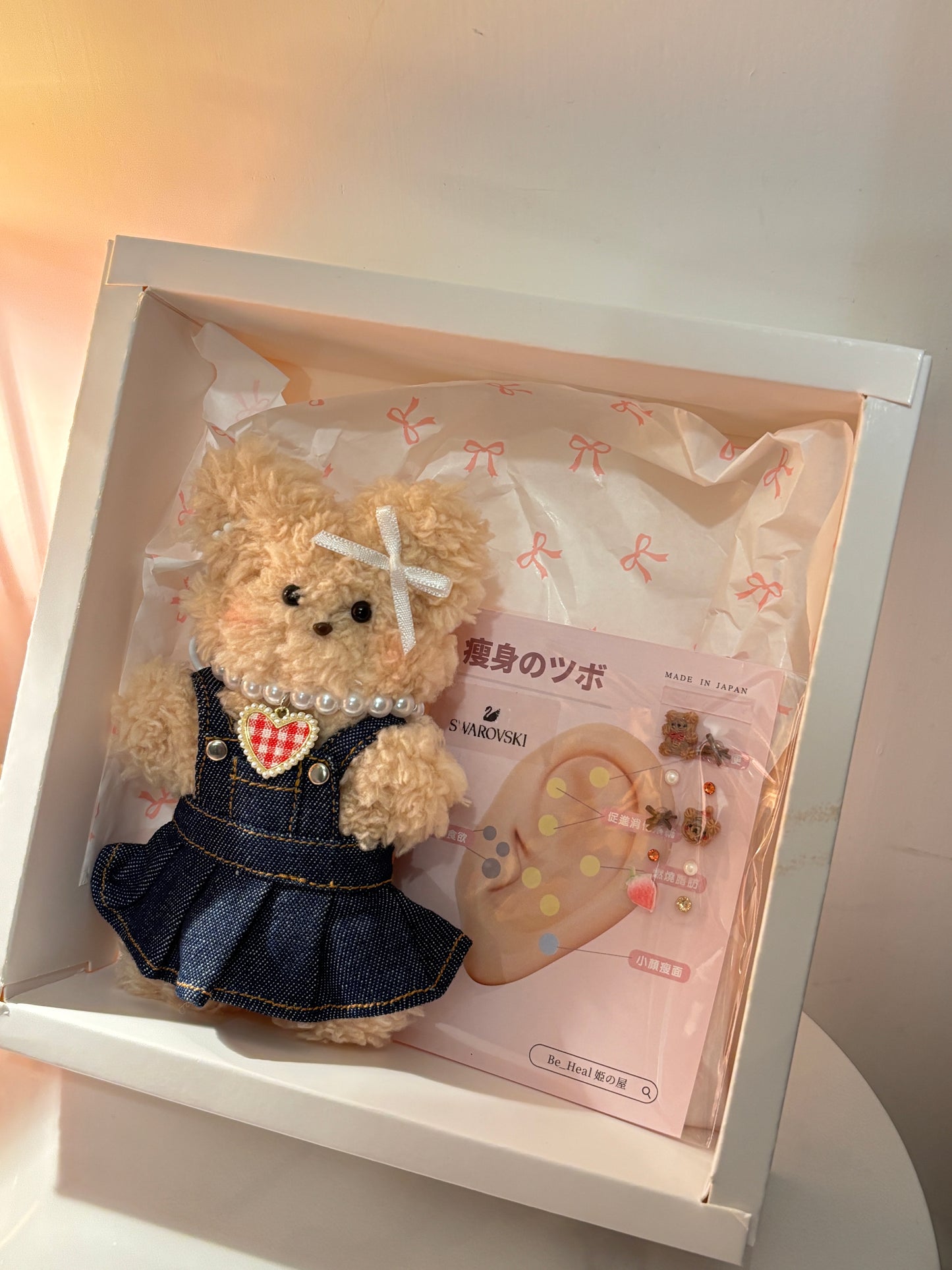 【情人節限定款式】Moru Doll 韓國毛料娃娃（熊仔)x 日本耳穴貼套裝
