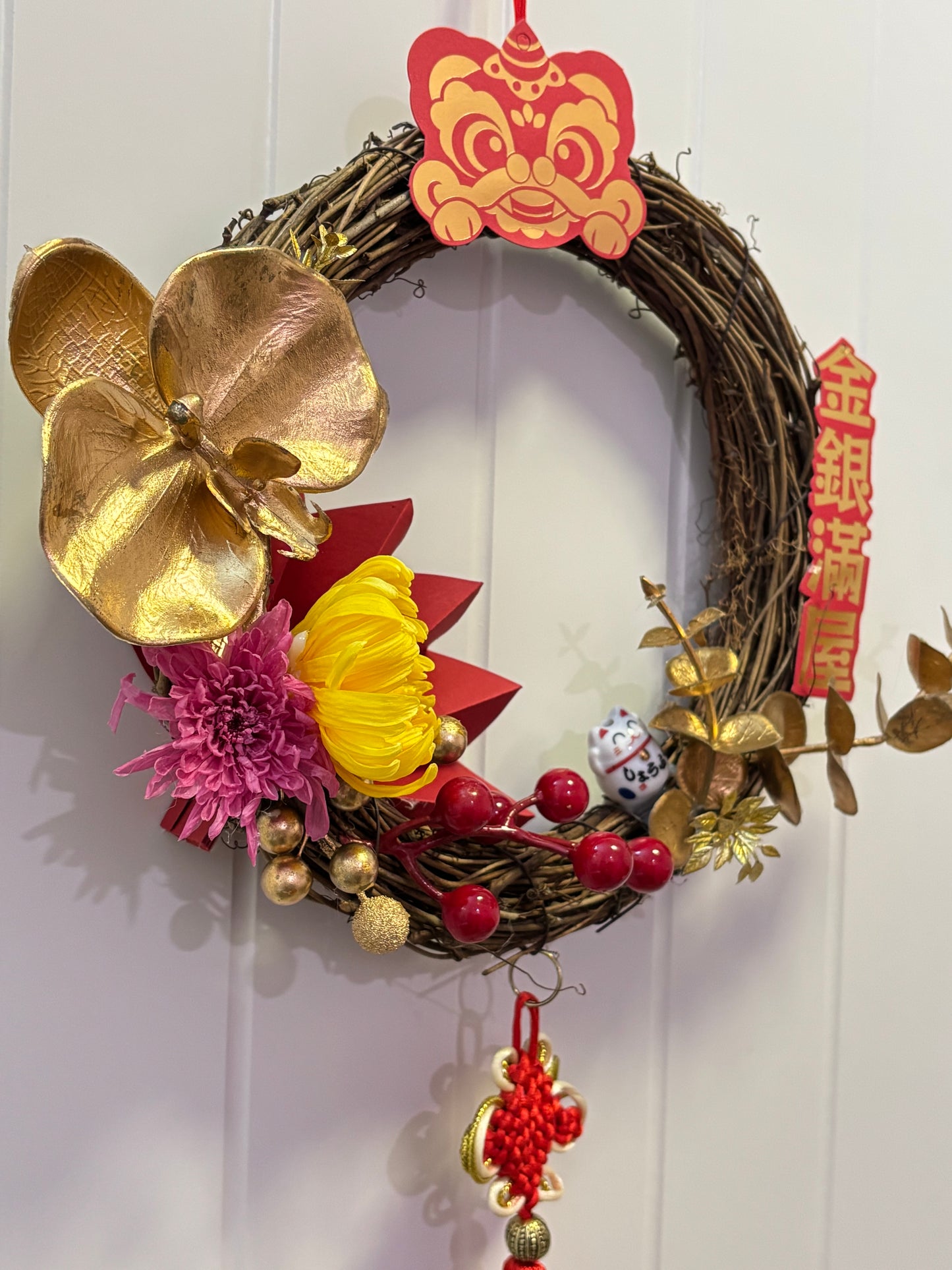 早烏優惠【製成品/工作坊】 新春中華風保鮮花花環（20CM）