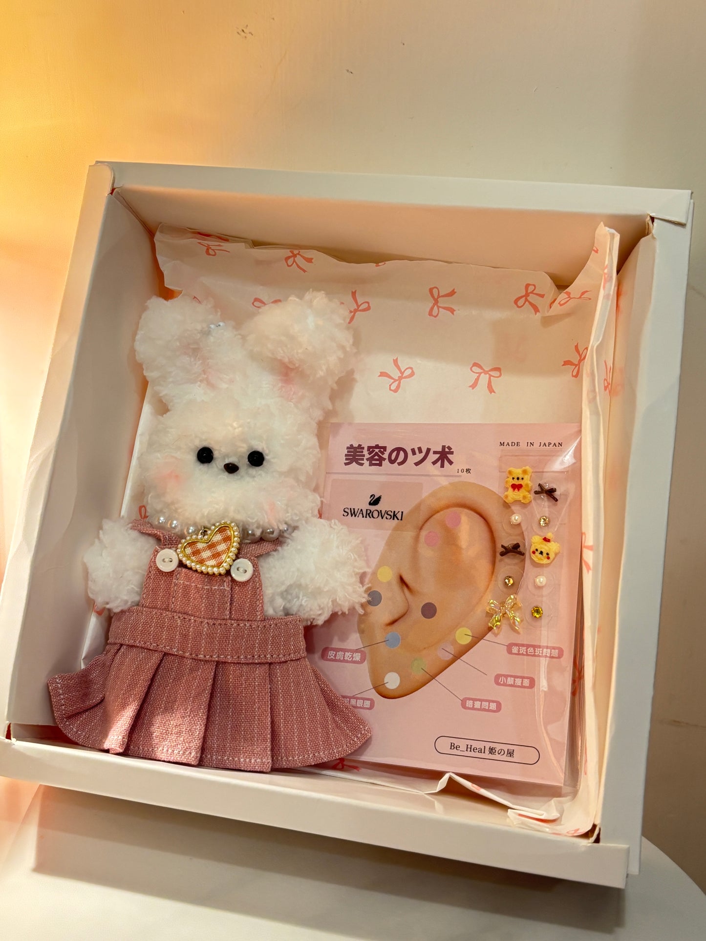【情人節限定款式】Moru Doll 韓國毛料娃娃（小兔)x 日本耳穴貼套裝